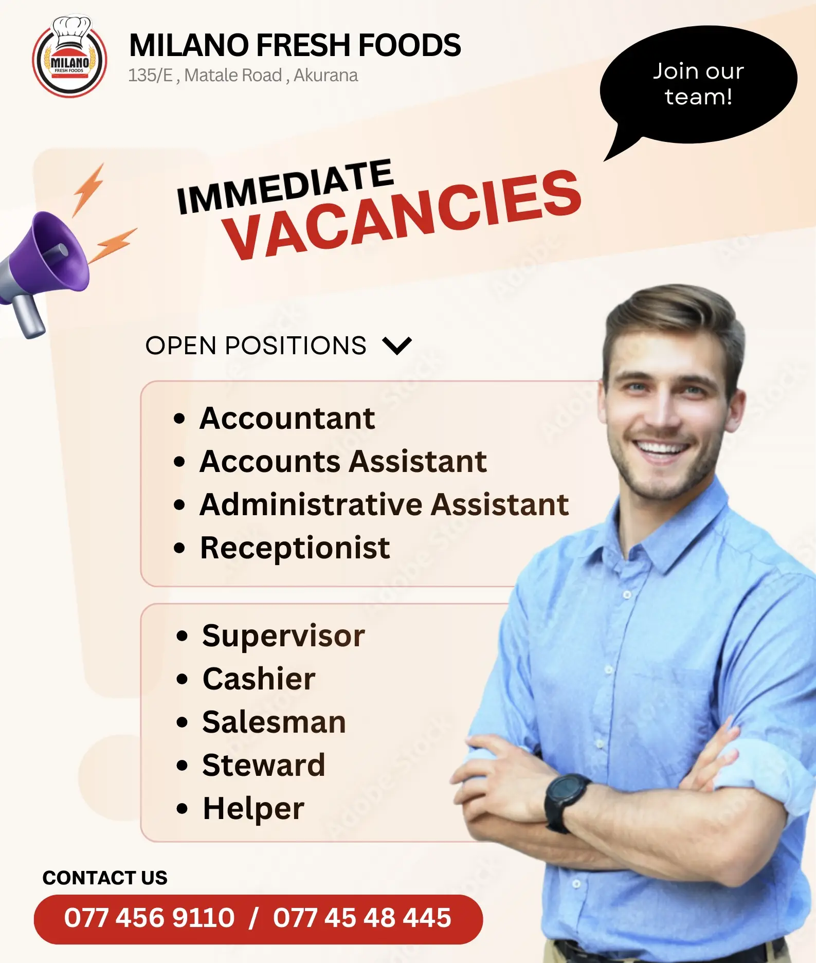 Milano Fresh Foods - Vacancy ads